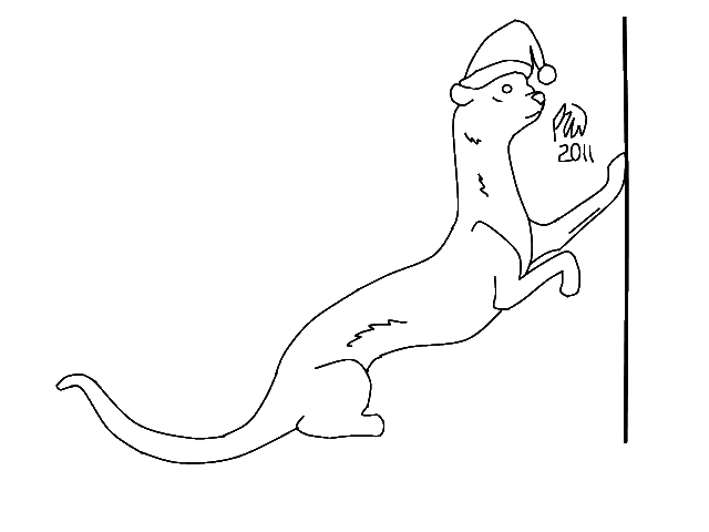 640x480 Holiday Ferret Lineart By Crimsoncreek