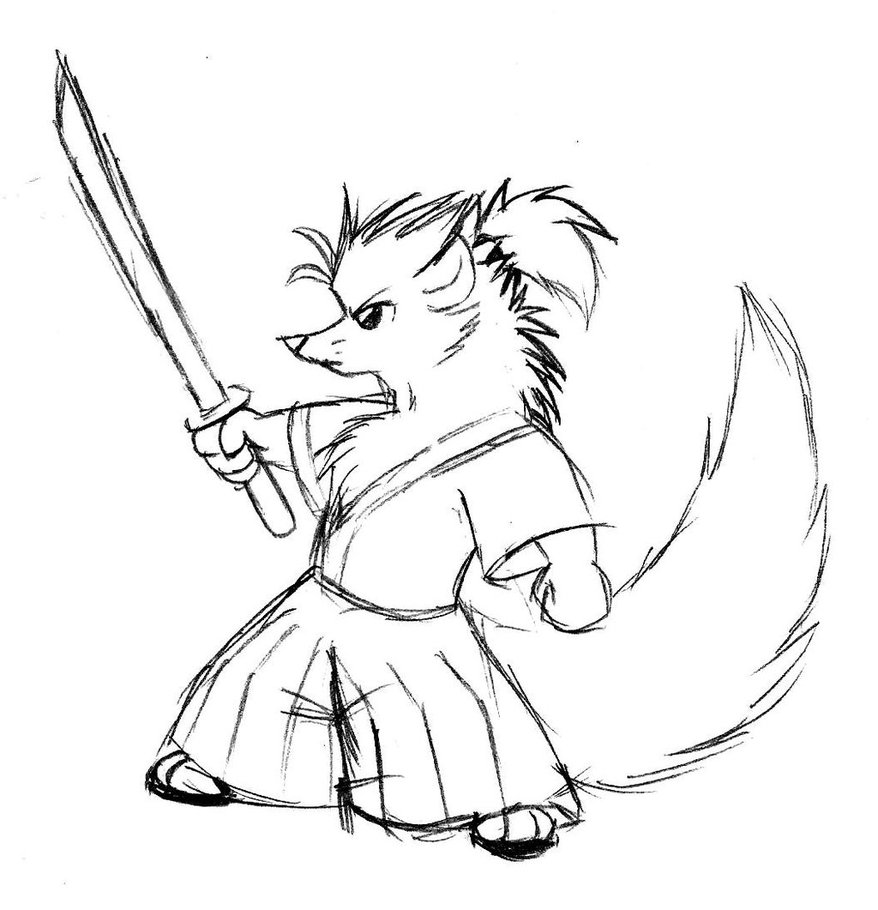 878x910 Samurai Ferret Thing By Malamiteltd