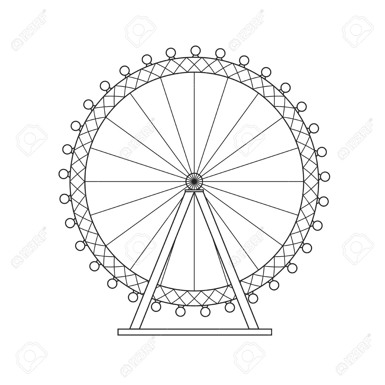 1300x1300 Ferris Wheel London Thin Line Pixel Perfect Art. Material Design