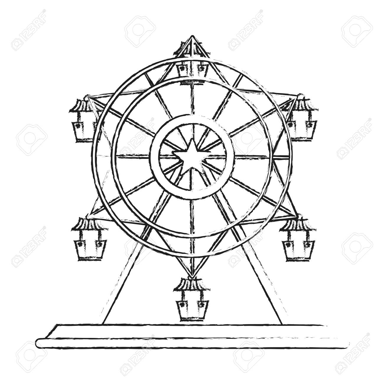 1300x1300 Carnival Ferris Wheel Icon Vector Illustration Graphic Design