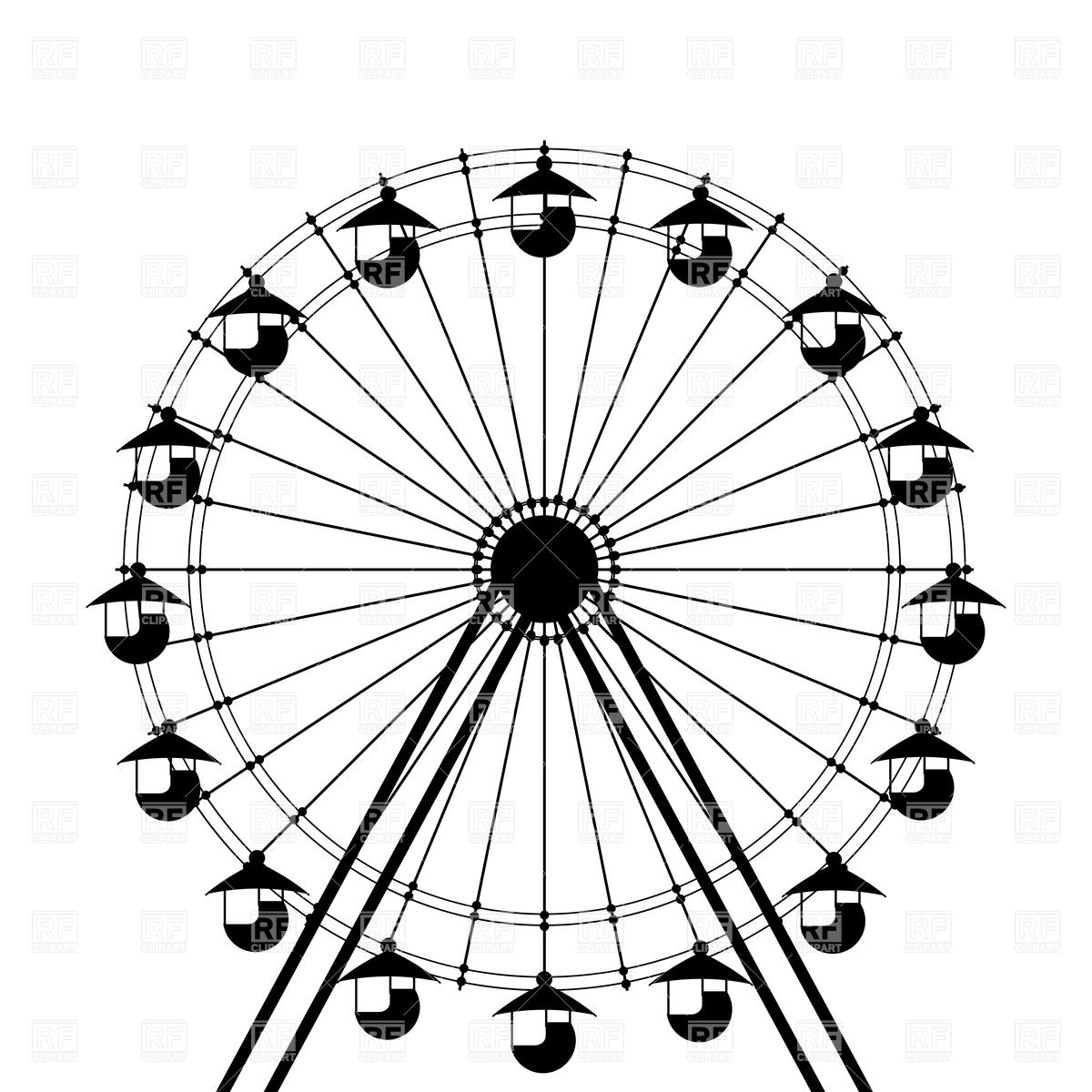 1200x1200 Silhouette Of Ferris Wheel Royalty Free Vector Clip Art Image