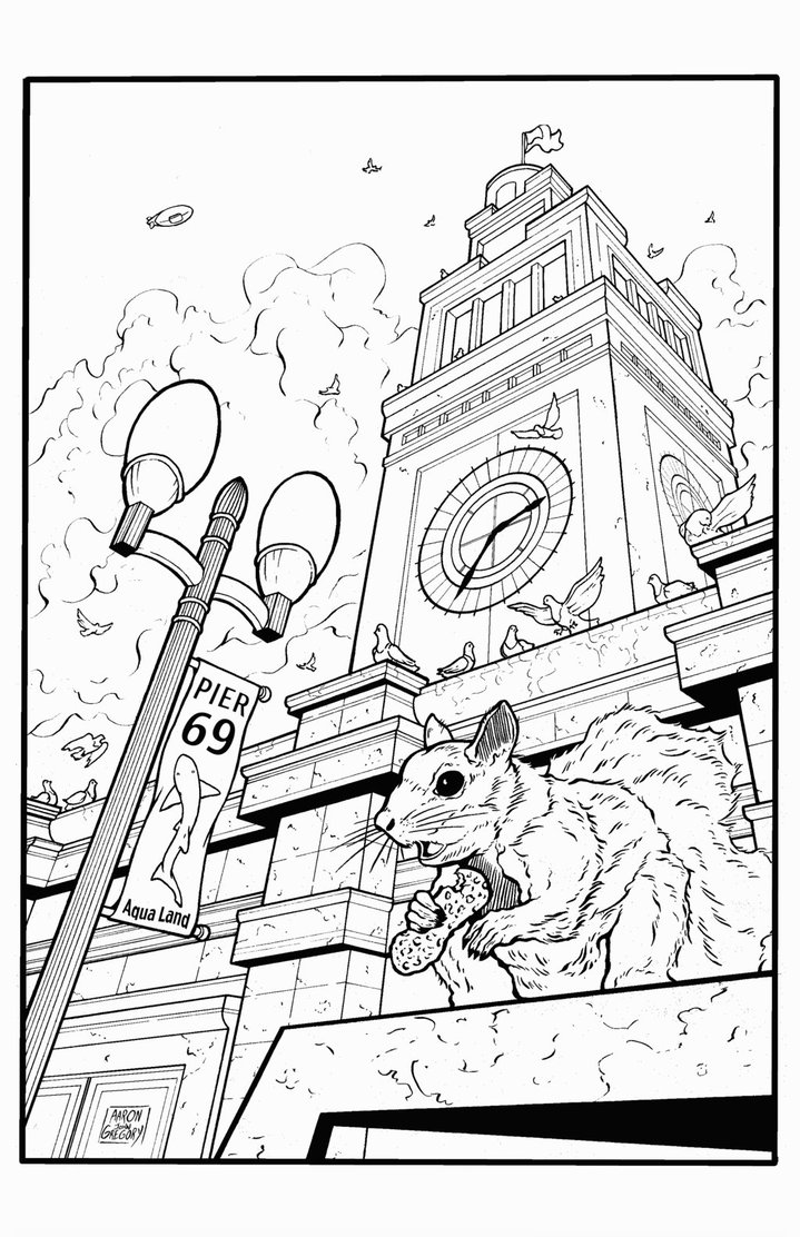 719x1112 Ferry Building And Squirrel By Aaronjohngregory