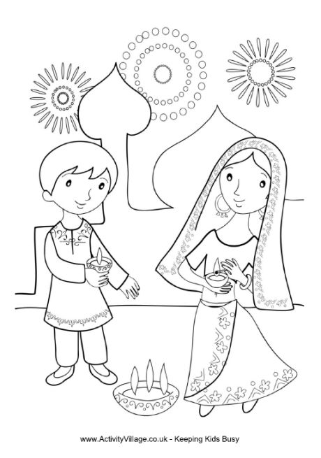 460x655 Diwali Colouring Cards