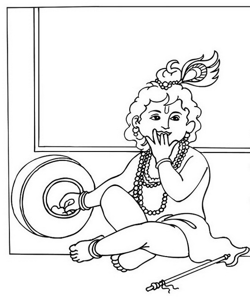 507x614 Shri Krishna Janmashtami Coloring Printable Pages For Kid