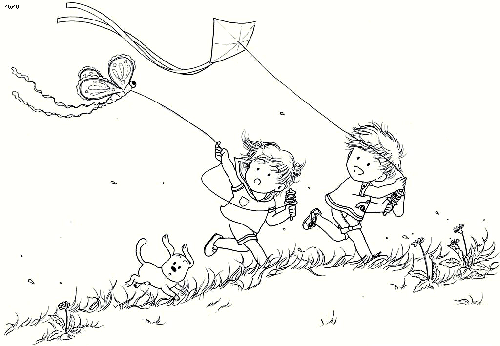 1024x709 Baisakhi Kite Flying Coloring Page