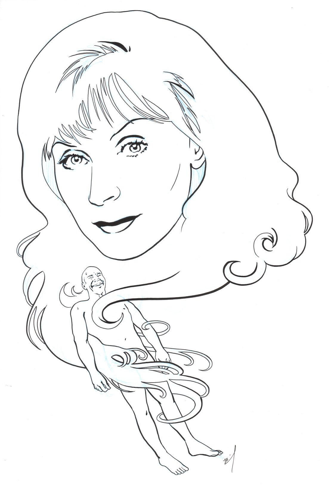 1103x1638 Fever Dream (Bald Man In Original Ink Drawing Brandon Bird