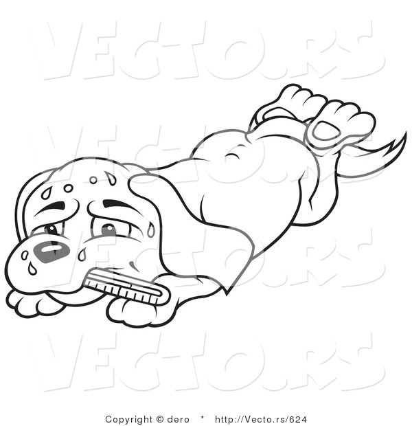 600x620 Vector Of A Sick Cartoon Dog With Fever