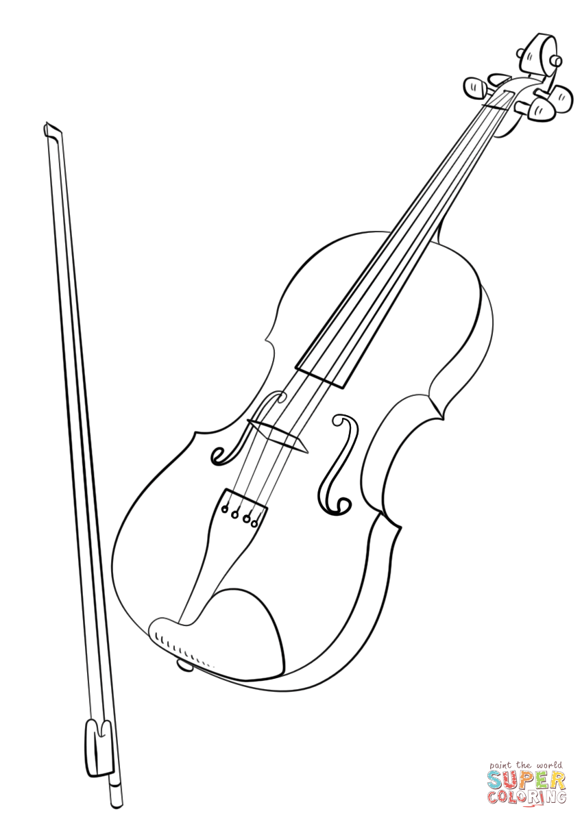849x1200 Violin And Bow Coloring Page Free Printable Coloring Pages