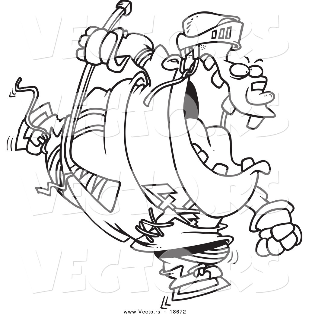 1024x1044 Vector Of A Cartoon Fat Hockey Player