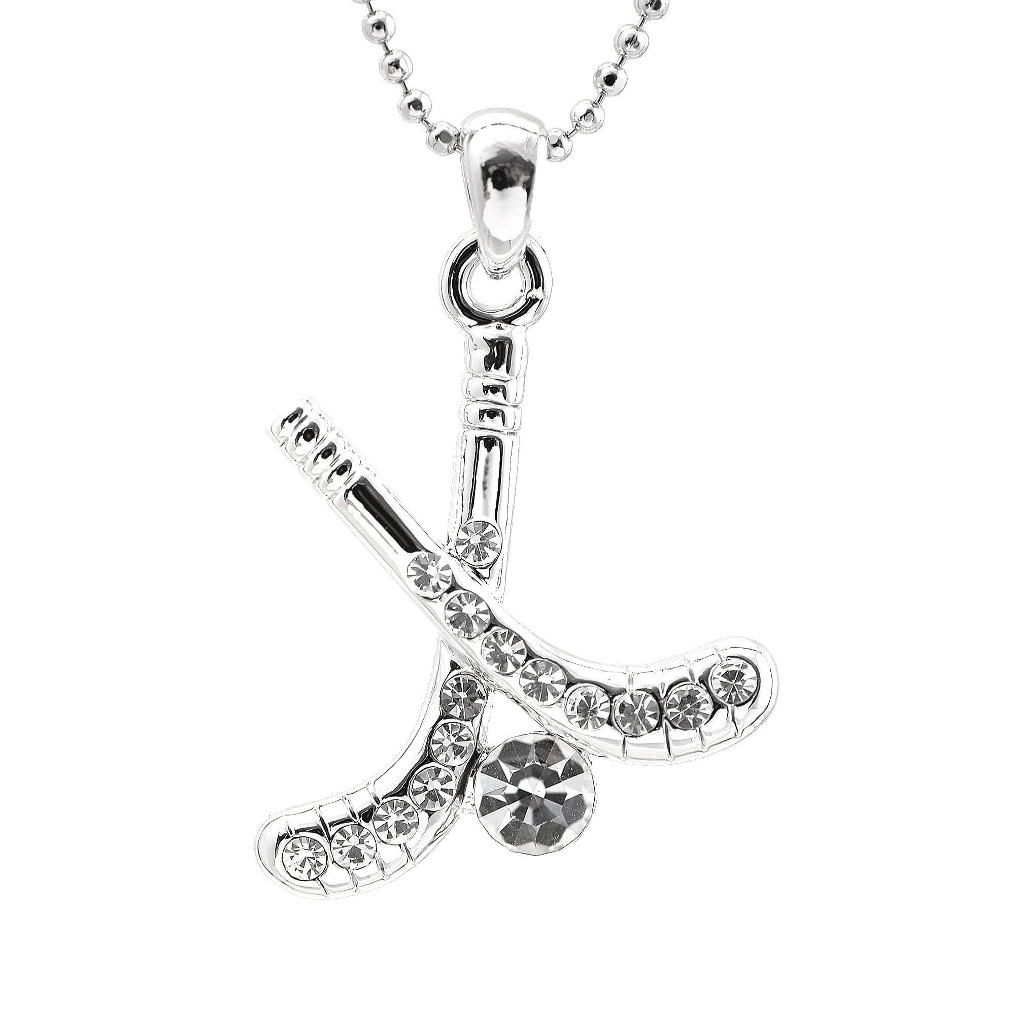 2000x2000 High Gloss Crystal Field Hockey Stick With Ball Necklace
