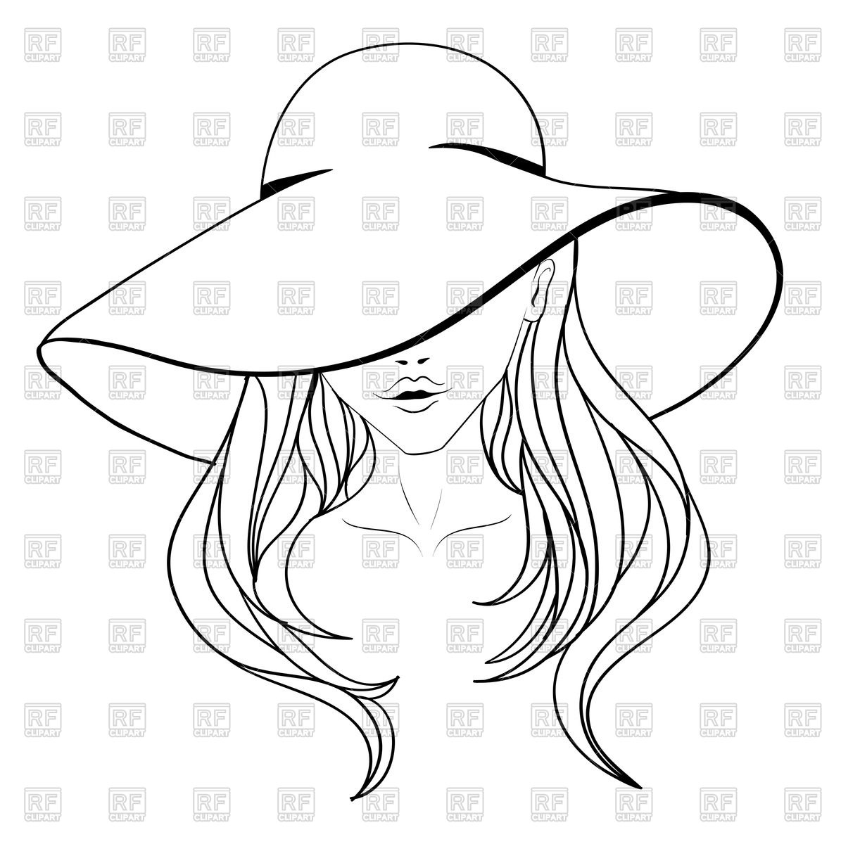 1195x1200 Outline Drawing Of A Woman Outline Of Portrait Young Woman In Hat