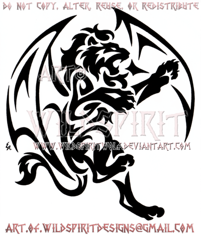 400x468 Fierce Dragon Lion Tribal Design By Wildspiritwolf