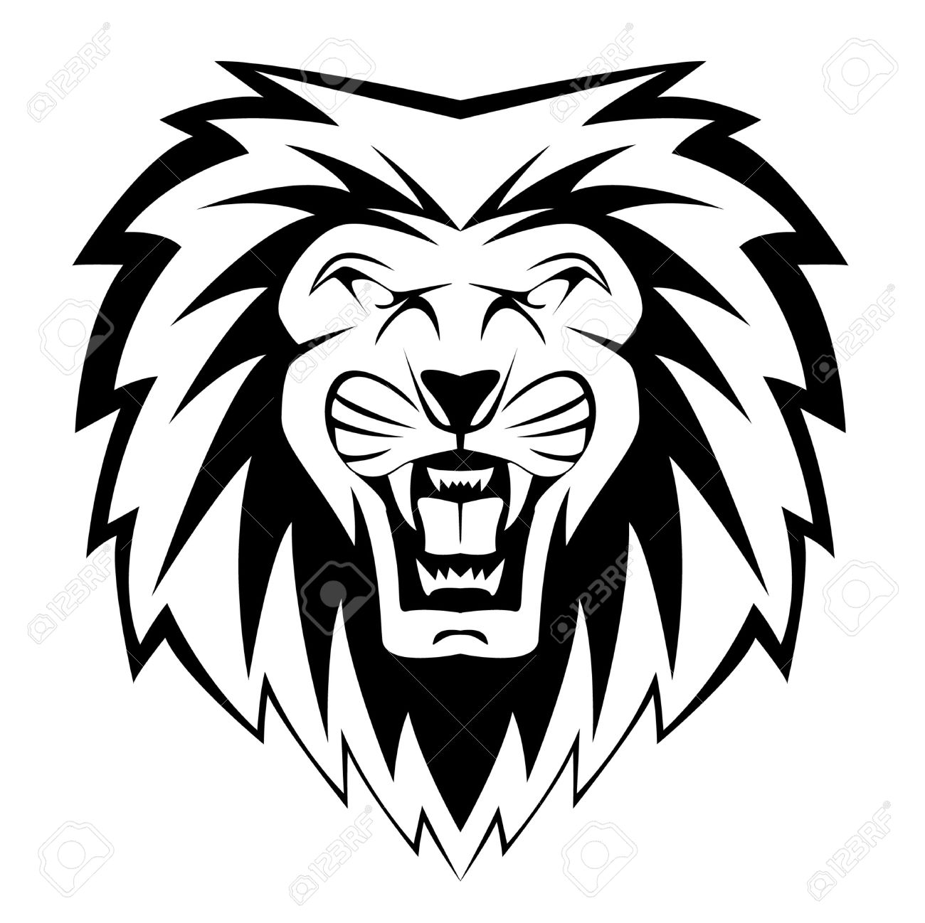 1300x1298 Cartoon Lion Face Black And White 14968236 Lion Face Stock Vector