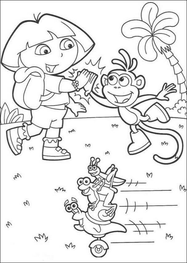 600x840 Dora Boots And Fiesta Trio Coloring Page