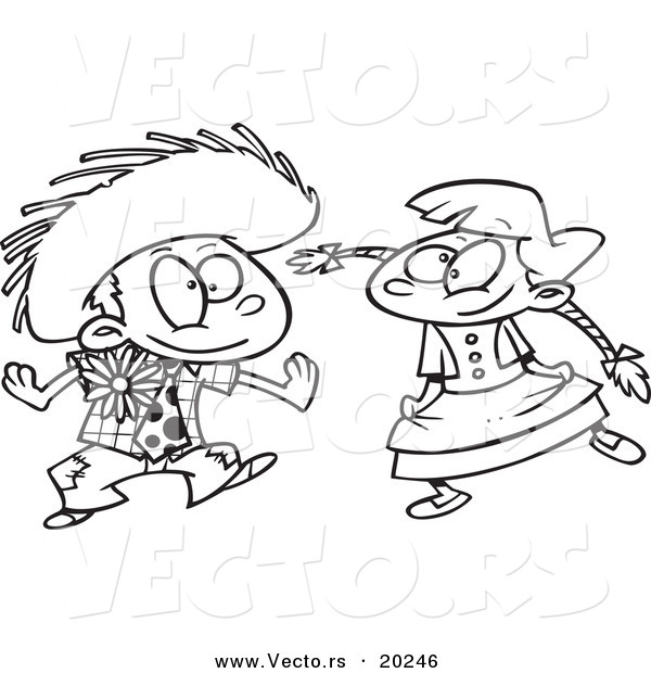 600x620 Vector Of A Cartoon Boy And Girl Dancing