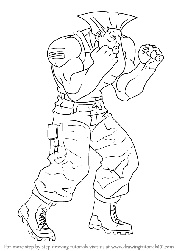 598x844 Learn How To Draw Guile From Street Fighter (Street Fighter) Step