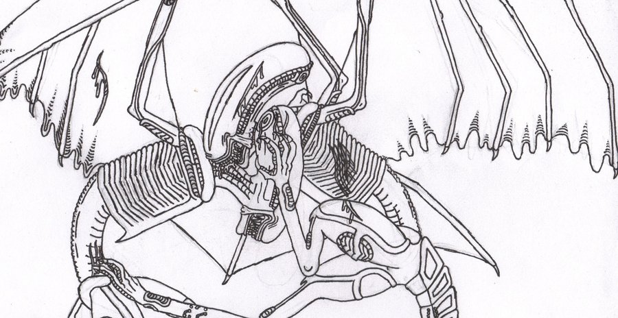 900x464 Dragon Xenomorph Fight By Gwan Thewi