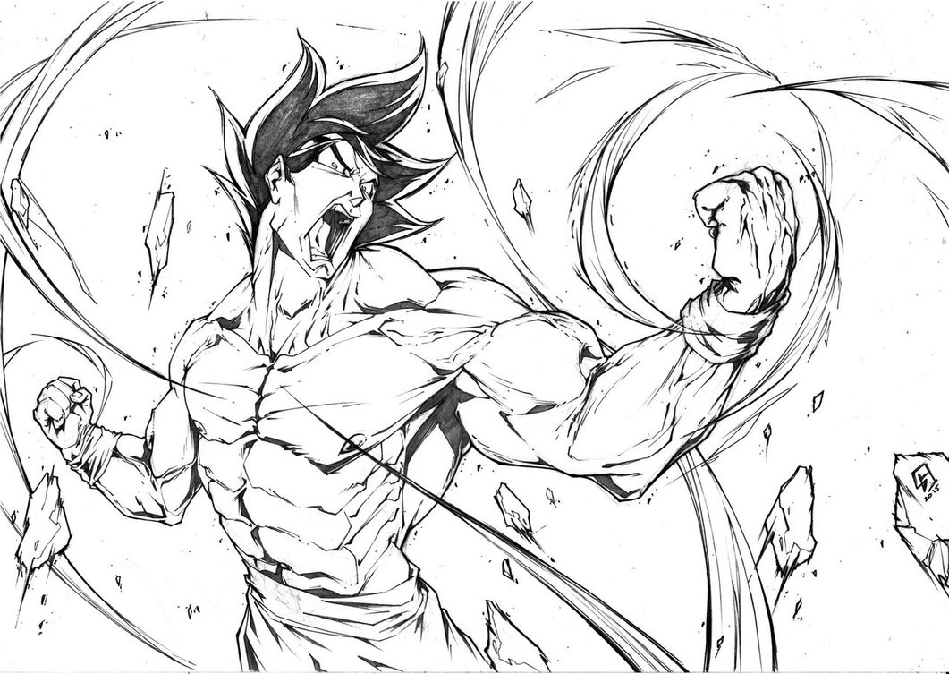 1061x753 Son Goku Fighting Mode Dragon Ball By Marvelmania