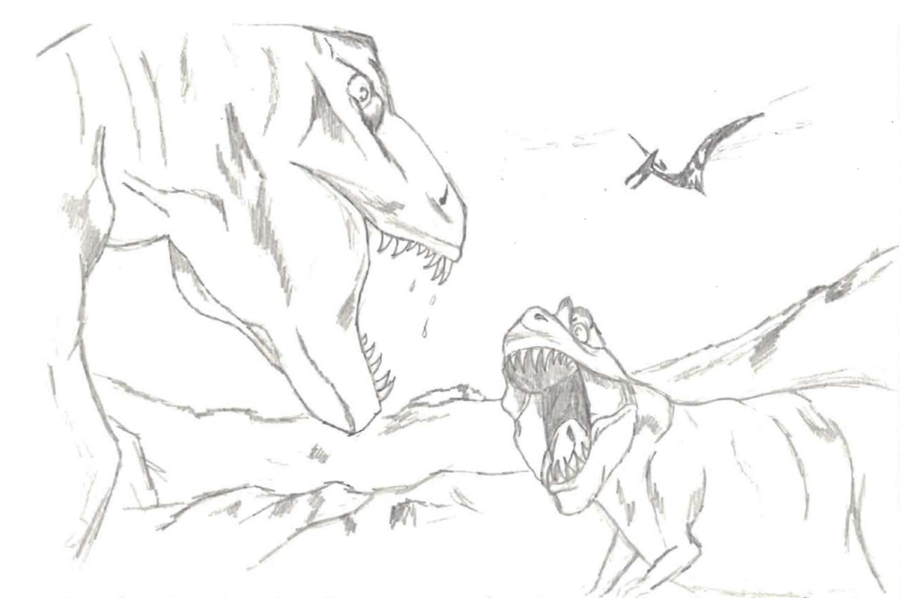 900x598 T Rex Fighting By Pelycosaur24