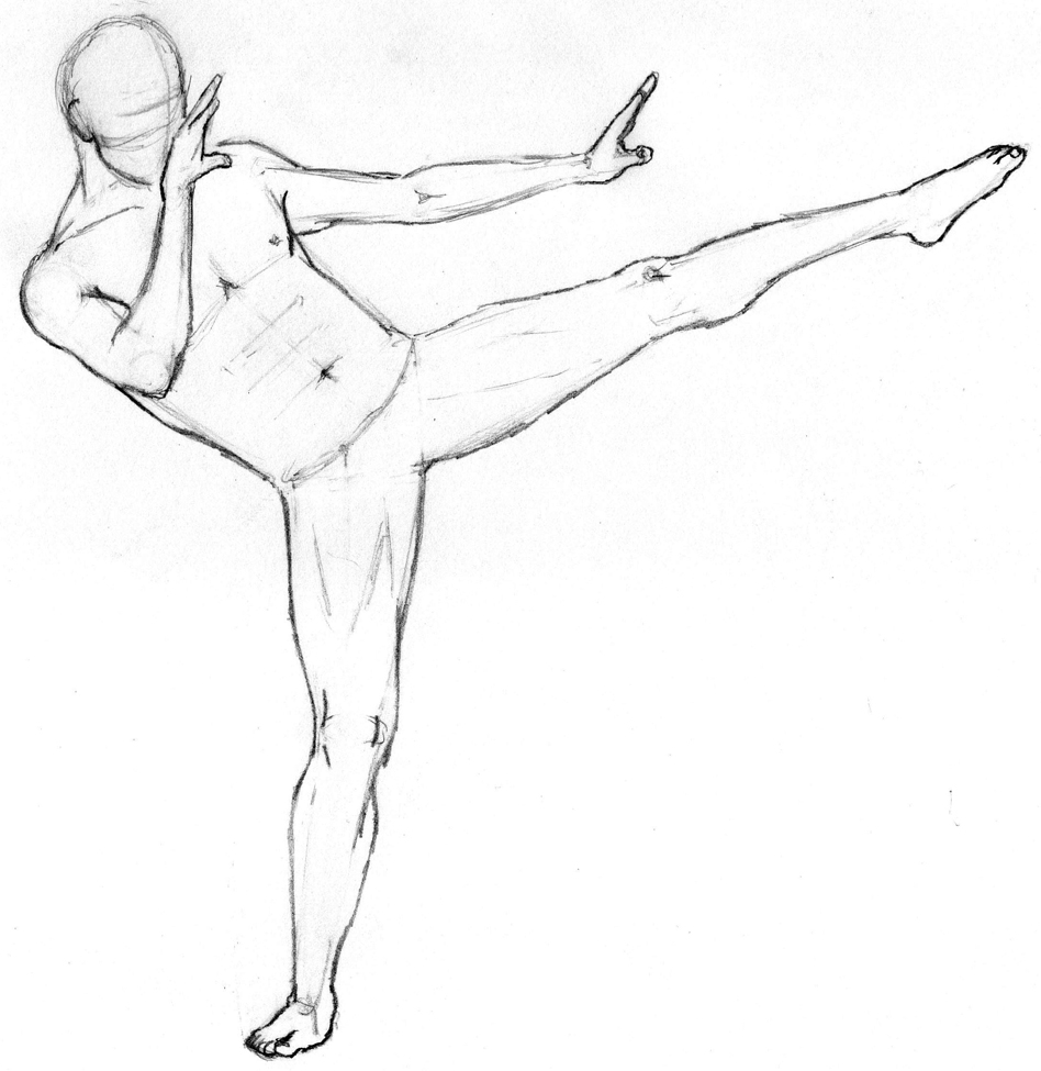 948x975 Drawing The Human Figure Male Figure Performing High Kick