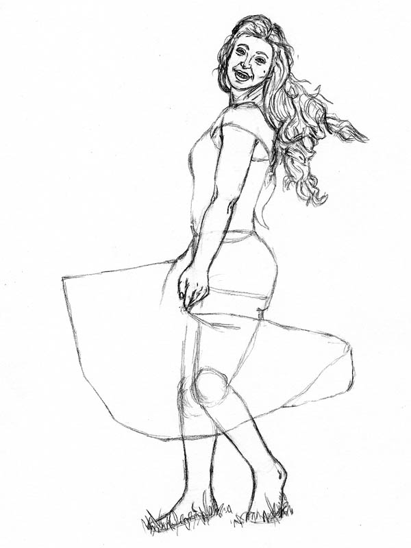 600x800 How To Draw A Woman In A Dress Spinning Around Let's Draw People