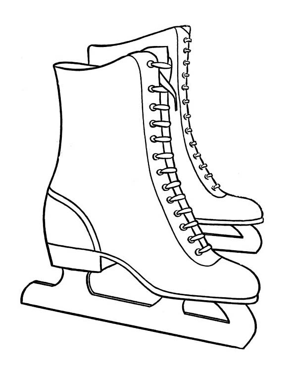 600x738 Pair Of Nice Winter Season Skate Boots Coloring Page