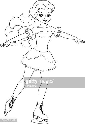 343x500 Figure Skater Coloring Page Stock Vectors
