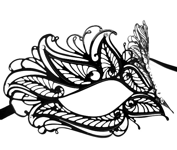 600x510 Metal Butterfly Filigree Masquerade Mask With Crystals
