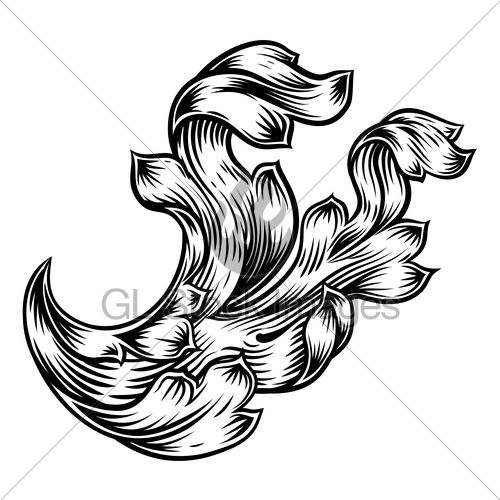 500x500 Scroll Floral Filigree Heraldry Design Gl Stock Images