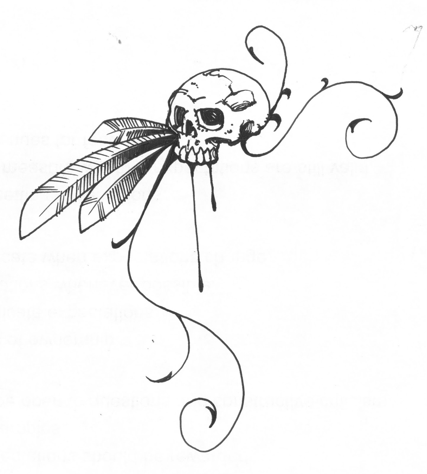 1443x1600 Sketchbook Clipart Free Feathers, Filigree, And A Skull