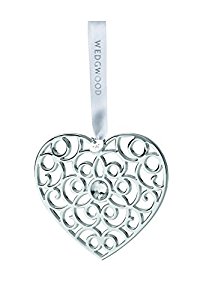 200x300 Wedgwood Filigree Heart Christmas Ornament, Silver