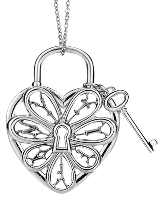 574x700 Tiffany Amp Co. Stunning Filigree Heart Key Pendant Necklace Charm