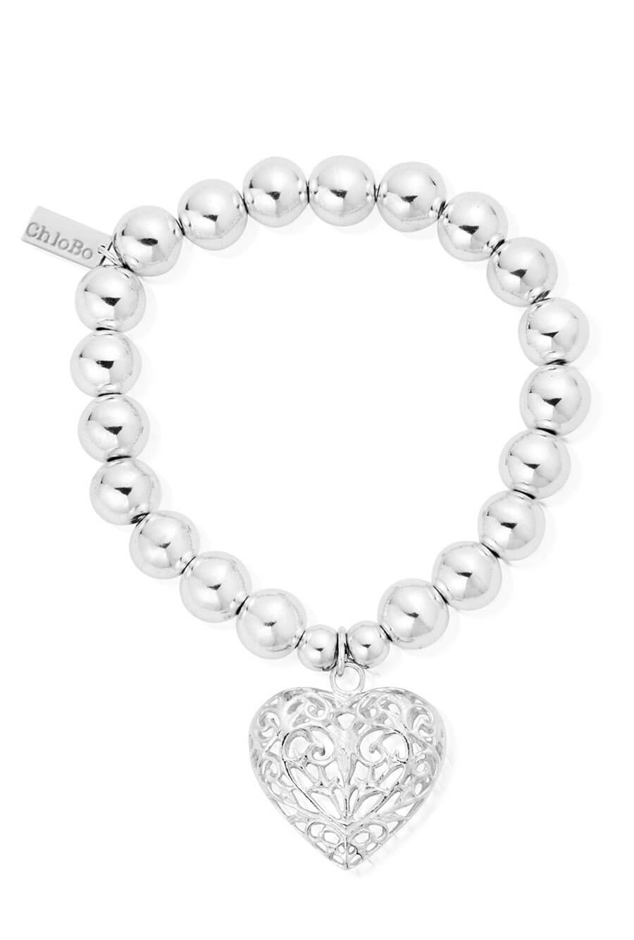 900x1335 Chlobo Medium Ball Filigree Heart Bracelet