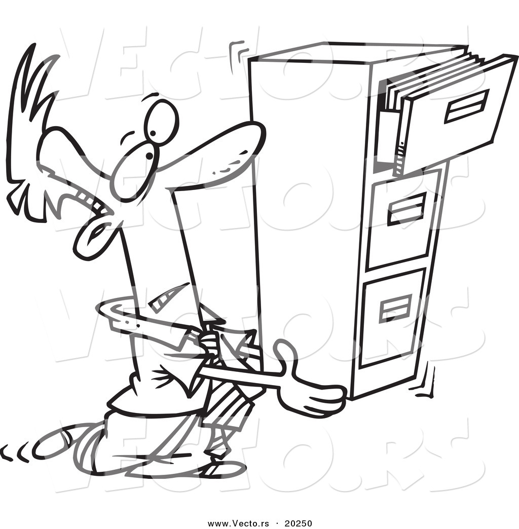 1024x1044 Vector Of A Cartoon Businessman Carrying A Filing Cabinet