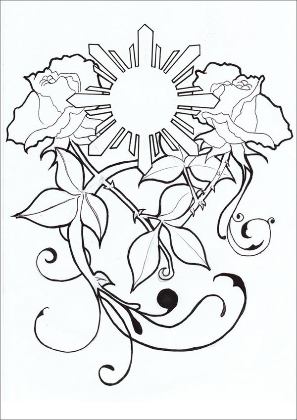 600x849 Philippine Flag Sun And Stars Drawing Jocuri Fotbal