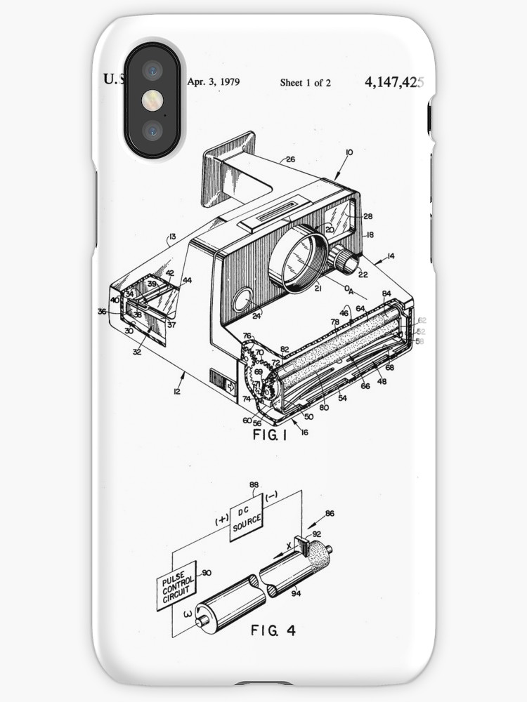 750x1000 Retro Vintage Polaroid Film Camera Patent Drawing Iphone Cases