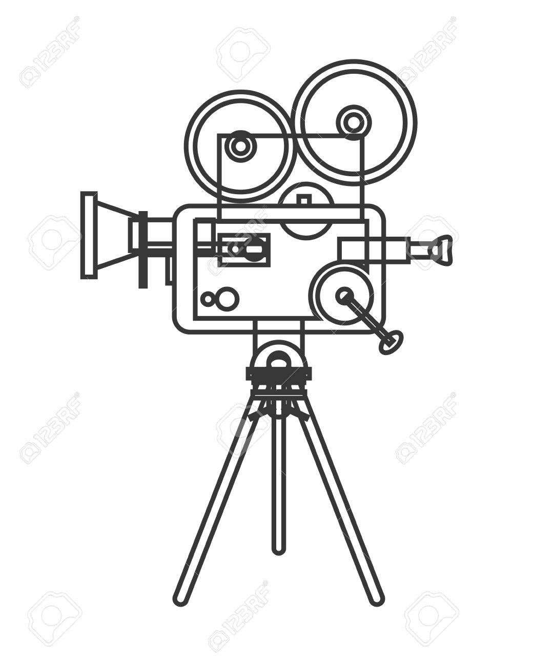 1040x1300 Flat Design Retro Film Projector Icon Vector Illustration Royalty