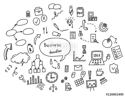 500x387 Hand Draw Doodle Elements Money And Coin Icon, Chart Graph