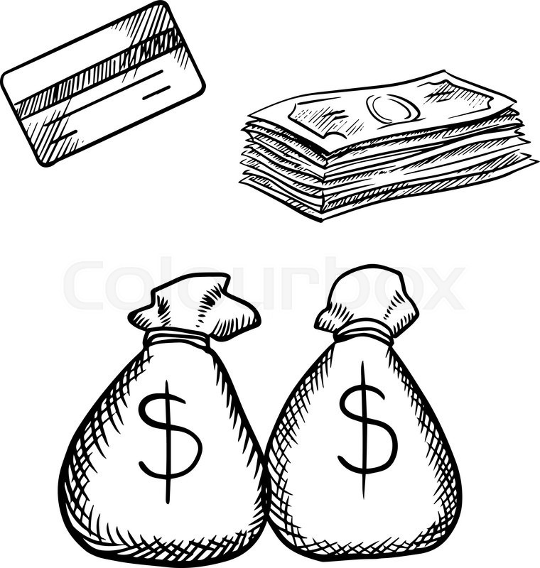 760x800 Bank Credit Card, Stack Of Dollar Bills And Money Bags With Dollar