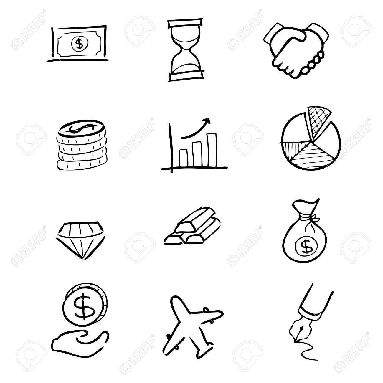 1300x1300 Business Finance Drawing Icons Set Royalty Free Cliparts, Vectors