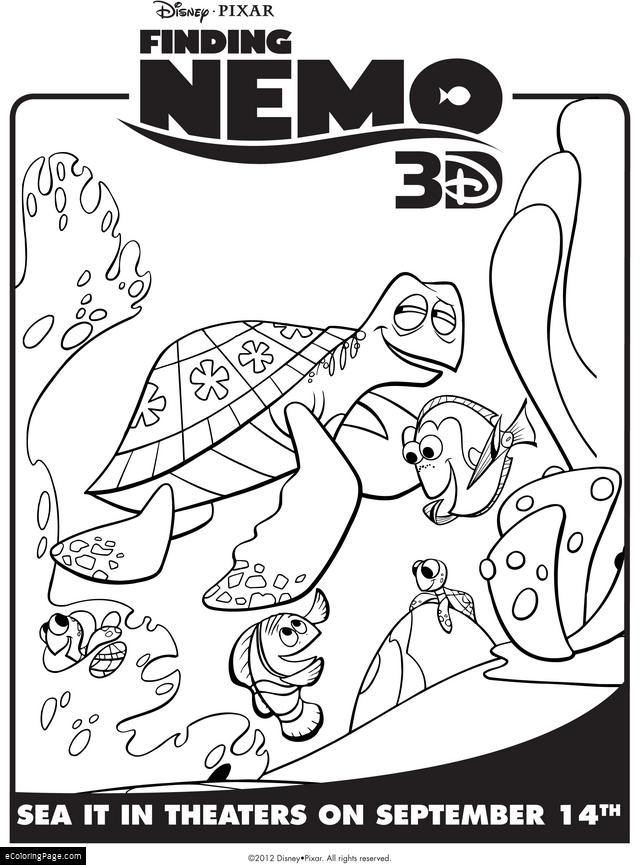 640x865 Finding Nemo Dory And Crush Coloring Pages For Kids Printable