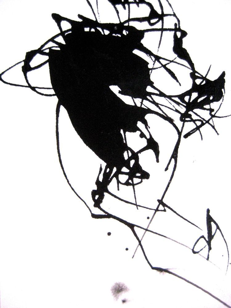 750x1000 4x6in Black And White Abstract Ink Drawing Fine Art Painting