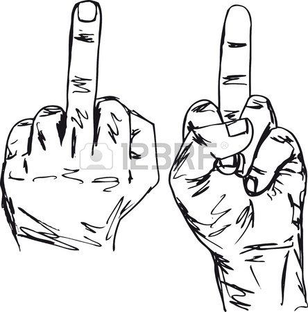 444x450 Sketch Of Hand Show Fuck Off With The Middle Finger Vector