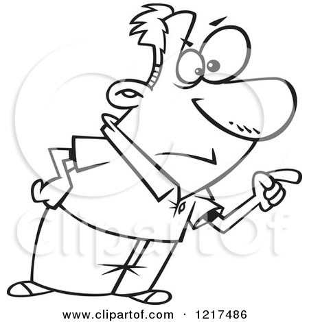 450x470 Clipart Of An Outlined Cartoon Man Pointing The Finger And Blaming