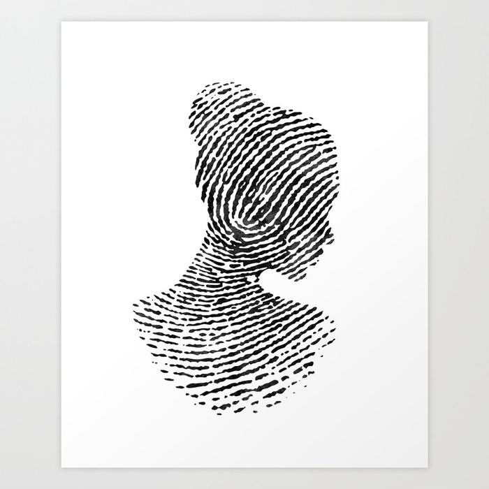 700x700 Fingerprint Silhouette Portrait No.1 Art Print By Graphicsbyhand