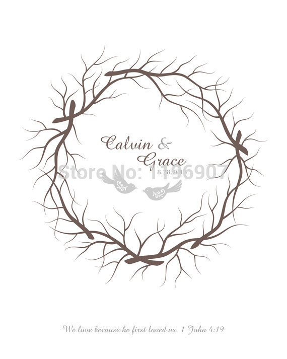 570x713 55x70cm Canvas Wedding Fingerprint Wreath Guest Book Alternative