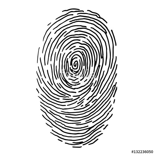 500x500 Vector Fingerprint Sketch. Hand Drawn Outline Illustration