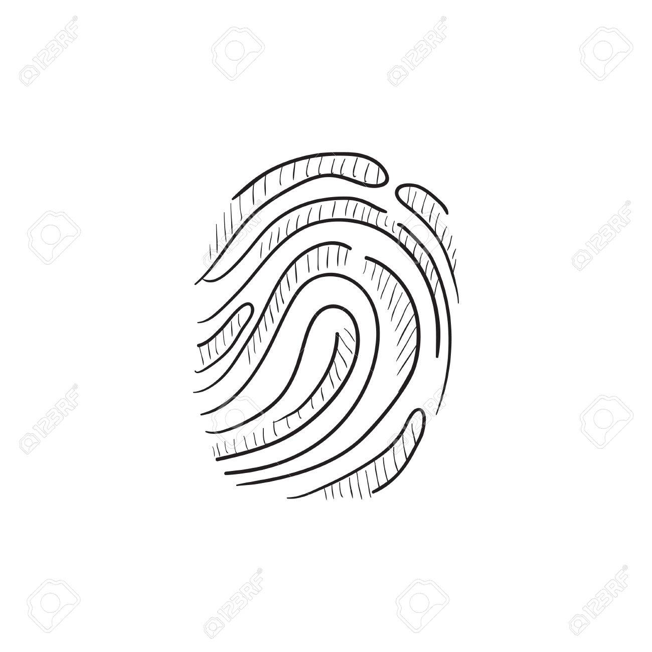 1300x1300 Fingerprint Vector Sketch Icon Isolated On Background. Hand Drawn