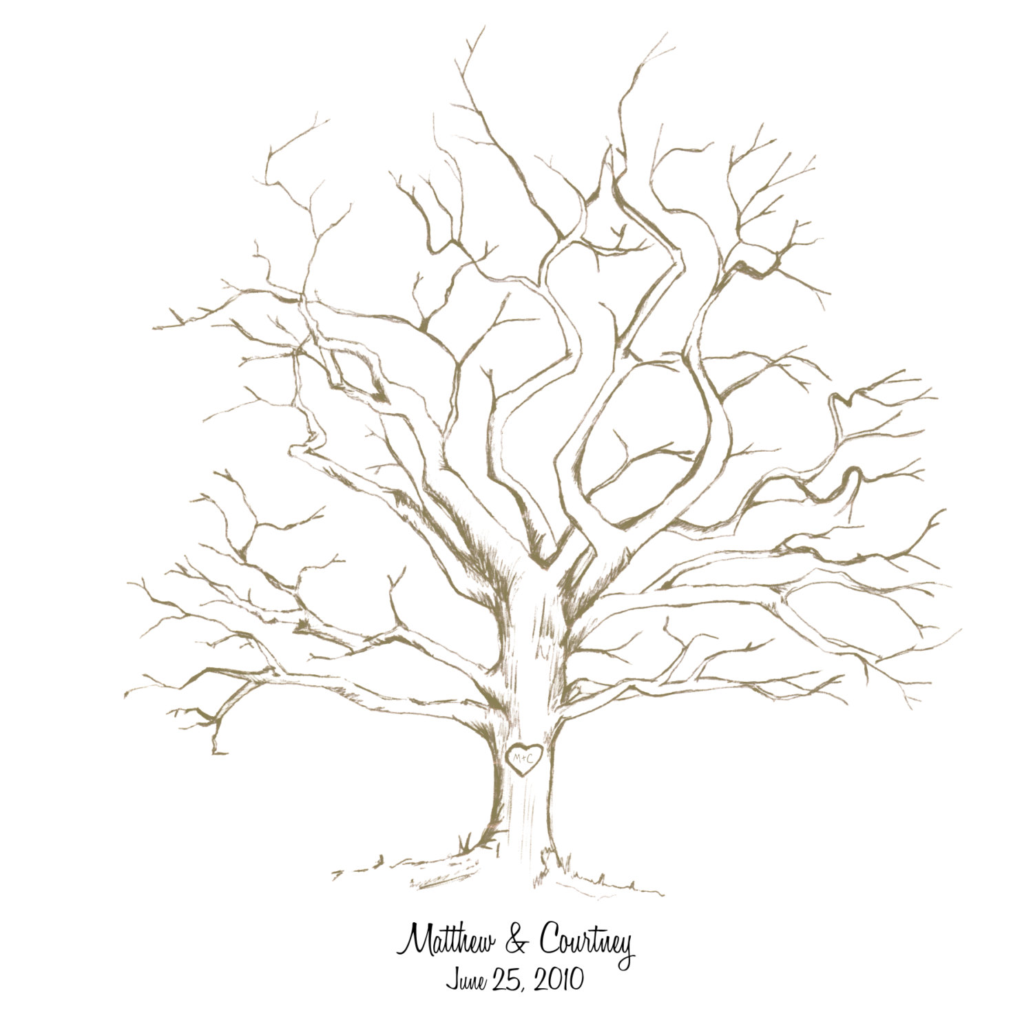 1500x1500 Printable Hand Drawn Wedding Fingerprint Tree Guestbook (Pdf