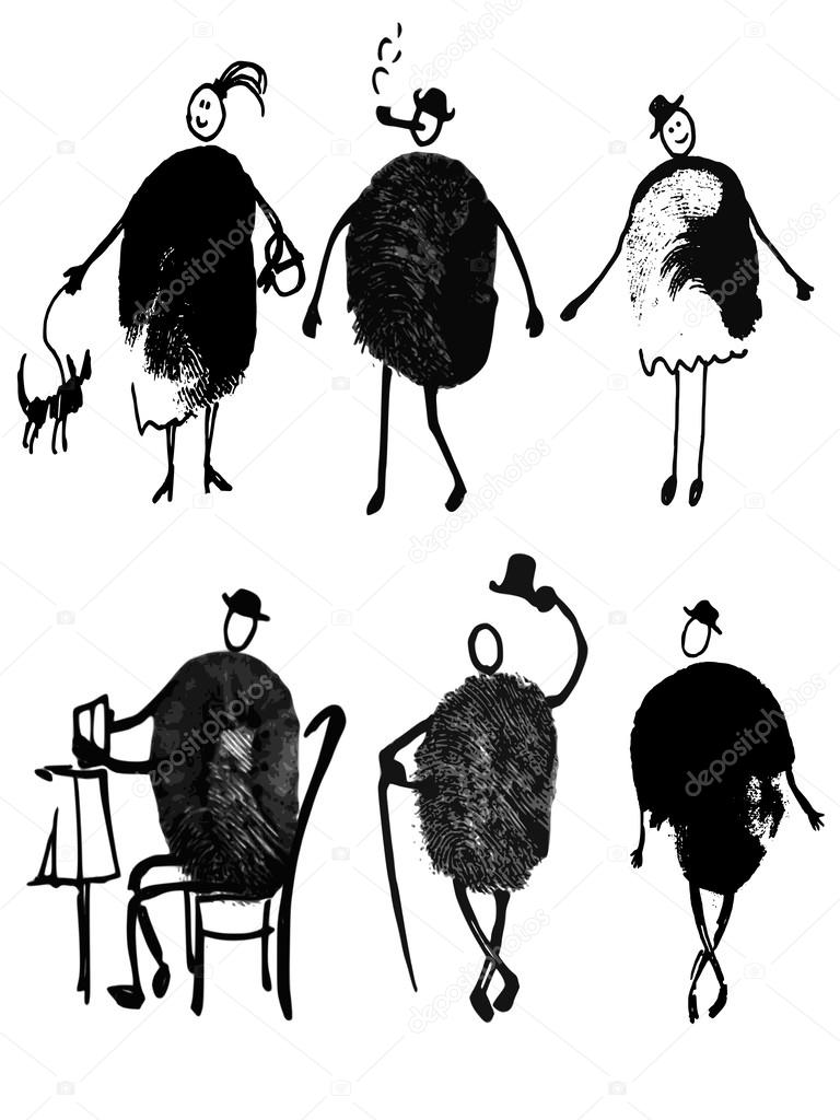 768x1024 Drawing People From Fingerprints Stock Vector Vitatarpan
